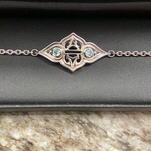 NIB Harley-Davidson 925 Sterling Silver Bracelet with Swiss Blue Stones